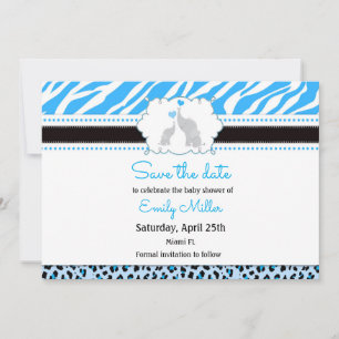 Elefantenbaby-Dusche blau Save The Date
