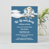 Elefantenbaby Dusche Blue Pilot Flugzeug Einladung (Stehend Vorderseite)