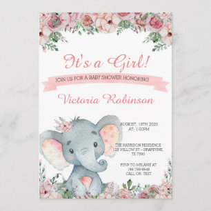 Elefantenbaby-Dusche Einladung Blütenblüte