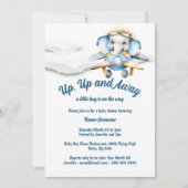 Elefantenbaby-Dusche Jungs Pilot-Flugzeug Einladung (Vorderseite)