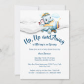 Elefantenbaby duscht Jungs Blue Safari Einladung (Vorderseite)