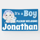 Elefantenbaby mit Mutter ist ein Junge WELCOME Banner (Horizontal)