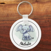 Elefantenbaby Schlüsselanhänger mit Namen (Vorderseite)
