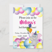 Elefantenballons Geburtstag Einladung (Vorderseite)