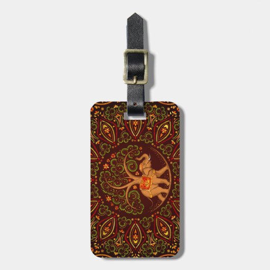 Elefantenbaum in Mandala Gepäckanhänger (Vorderseite vertikal)