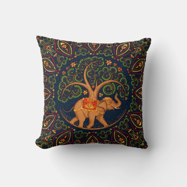 Elefantenbaum in Mandala Kissen (Vorderseite)
