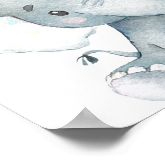 Elefantenblau Ballon Babydusche Begrüßungszeichen Poster (Ecke)