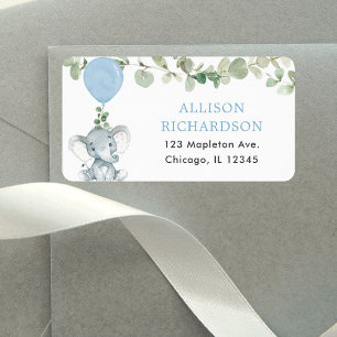 Elefantenblaue Ballons Adressaufkleber