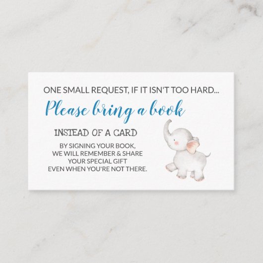 Elefantenbücher für Babyanfragen Begleitkarte (Vorderseite)