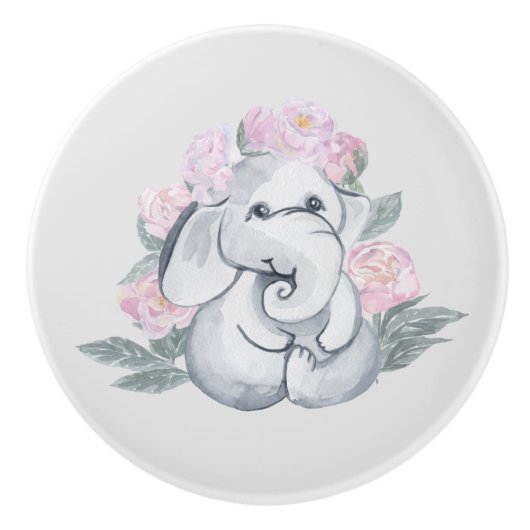 Elefantendekor für niedliche Babys Keramikknauf (Vorderseite)