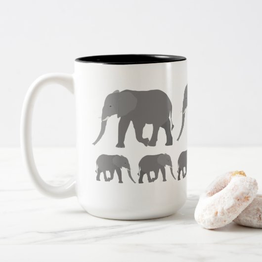 Elefantendesign Zweifarbige Tasse (Mit Donut)