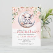 Elefantendusche Liebe zum Mond und zurück Einladung (Stehend Vorderseite)