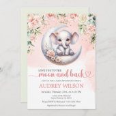 Elefantendusche Liebe zum Mond und zurück Einladung (Vorne/Hinten)