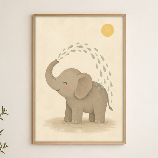 Elefantendusche Wasserfarbe Whimsical Art Poster