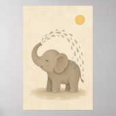 Elefantendusche Wasserfarbe Whimsical Art Poster (Vorne)