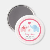 Elefanteneltern und Babydusche Magnet (Vorderseite/Rückseite)