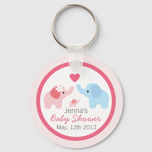 Elefanteneltern und Babydusche Schlüsselanhänger (Vorderseite)