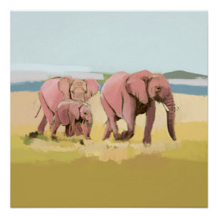 Elefantenfamilie im Wilden Poster