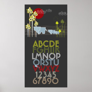 Elefantenfamilie in den waldreichen Alphabeten & Z Poster