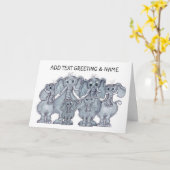 Elefantenfamilie Karte (Gelbe Blume)