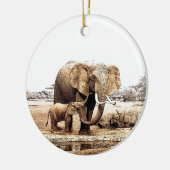 Elefantenfamilie Keramik Ornament (Links)