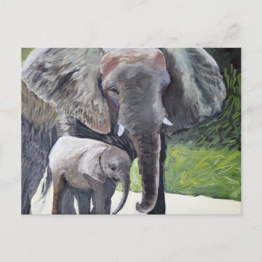 Elefantenfamilie Postkarte (Vorderseite)
