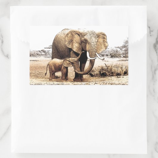 Elefantenfamilie Rechteckiger Aufkleber (Tasche)