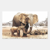 Elefantenfamilie Rechteckiger Aufkleber (Vorderseite)