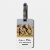 Elefantenfamilienwandern Gepäckanhänger (Rückseite vertikal)