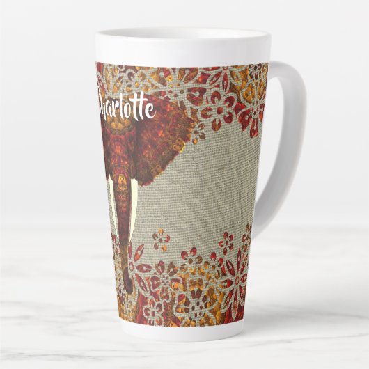 Elefantenfarben Verzierte rustikale Farben Persona Milchtasse (Rechte Ecke)