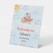 Elefantenflugschein-Geburtstagsschild Sockelschild (Vorderseite)