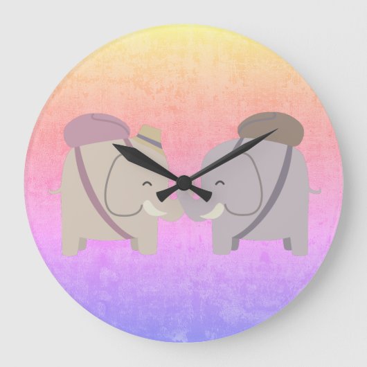 Elefantenfreunde Große Wanduhr (Vorderseite)