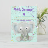Elefantengeburtseinladung zum niedlichen Geburtsta Ankündigung (Stehend Vorderseite)