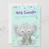 Elefantengeburtseinladung zum niedlichen Geburtsta Ankündigung (Rückseite)