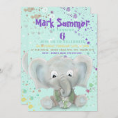 Elefantengeburtseinladung zum niedlichen Geburtsta Ankündigung (Vorne/Hinten)