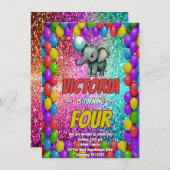 Elefantengeburtsfeier Einladung (Vorne/Hinten)