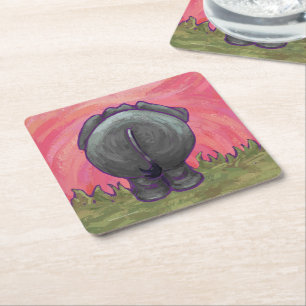 Elefantengeschenke und Zubehör Rechteckiger Pappuntersetzer