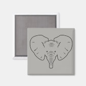 Elefantengesicht-Silhouette Magnet (Vorderseite/Rückseite)