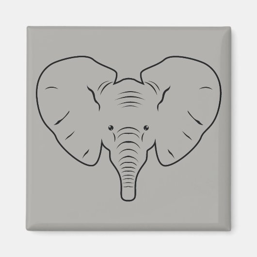 Elefantengesicht-Silhouette Magnet (Vorne)
