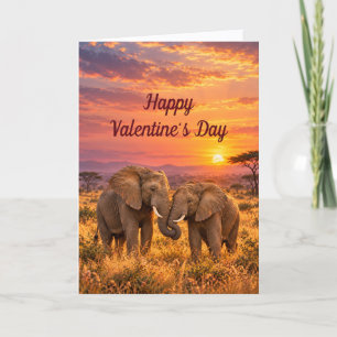 Elefantengespann Golden Savanne Valentinstag Feiertagskarte
