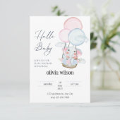 Elefantengiraffe, Babydesign Einladung (Stehend Vorderseite)