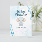 Elefantengiraffe Babydesigndusche Einladung (Stehend Vorderseite)