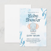 Elefantengiraffe Babydesigndusche Einladung (Vorne/Hinten)