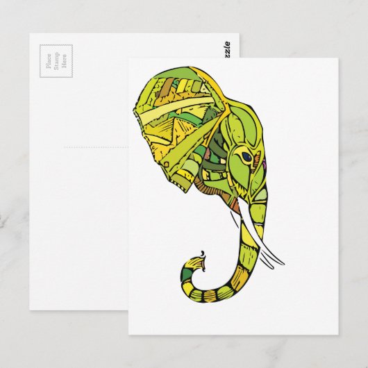 Elefantengrafisches Design Postkarte (Vorne/Hinten)