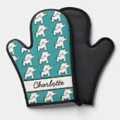 Elefantengrün und weiß personalisierter Cartoon Ofenhandschuh (Vorderseite/Rückseite)