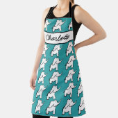 Elefantengrün und weiß personalisierter Cartoon Schürze (InSitu)