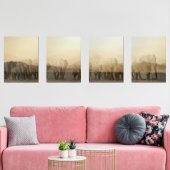 Elefantenherde bei Sunset Print Set (Wohnzimmer)