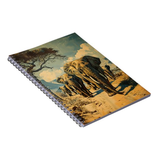 Elefantenherde Vintag Notizblock (Rechte Seite)