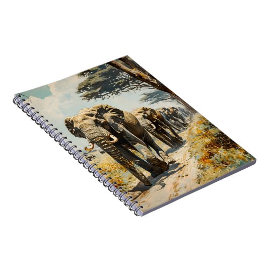 Elefantenherde Vintag Notizblock (Rechte Seite)