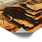 Elefantenherde Vintag Poster (Ecke)